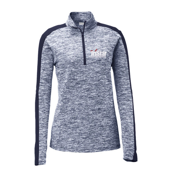 TriStar - Ladies PosiCharge ® Electric Heather Colorblock 1/4 Zip Pullover Thumbnail